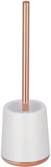 MSV Coruna Toilet/wc-borstel houder - kunststof - wit/koper - 38 cm - Toiletborstels