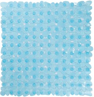 MSV Douche/bad anti-slip mat - badkamer - pvc - aqua blauw - 53 x 53 cm - Badmatjes