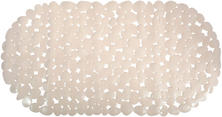 MSV Douche/bad anti-slip mat badkamer - pvc - beige - 35 x 68 cm - ovaal