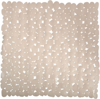 MSV Douche/bad anti-slip mat badkamer - pvc - beige - 53 x 53 cm - vierkant