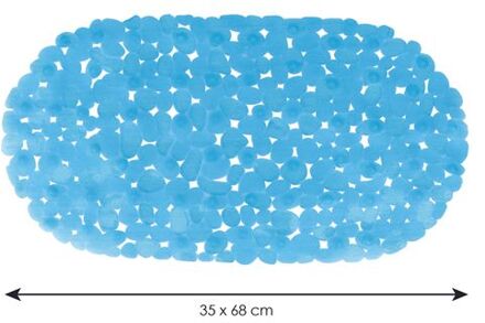 MSV Douche/bad anti-slip mat - badkamer - pvc - blauw - 35 x 68 cm - Badmatjes