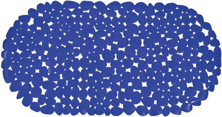 MSV Douche/bad anti-slip mat badkamer - pvc - donkerblauw - 35 x 68 cm - ovaal