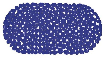 MSV Douche/bad anti-slip mat - badkamer - pvc - donkerblauw - 39 x 99 cm - Badmatjes