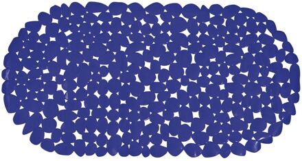 MSV Douche/bad anti-slip mat - badkamer - pvc - donkerblauw - 39 x 99 cm - Badmatjes