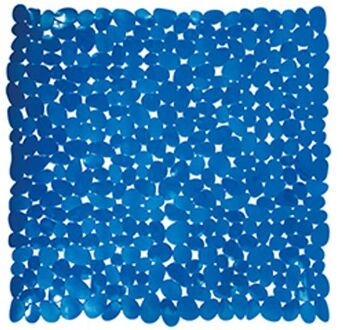 MSV Douche/bad anti-slip mat - badkamer - pvc - donkerblauw - 54 x 54 cm - Badmatjes