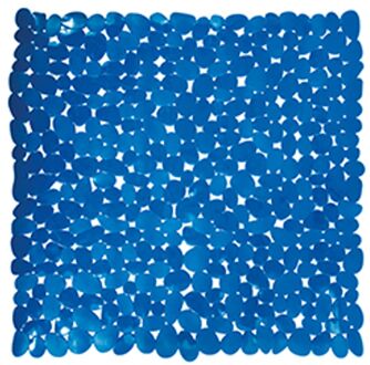 MSV Douche/bad anti-slip mat - badkamer - pvc - donkerblauw - 54 x 54 cm - Badmatjes