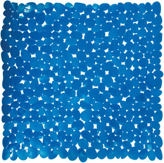 MSV Douche/bad anti-slip mat badkamer - pvc - donkerblauw - 54 x 54 cm - vierkant