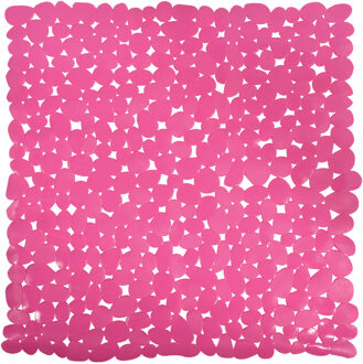 MSV Douche/bad anti-slip mat badkamer - pvc - fuchsia roze - 53 x 53 cm - vierkant