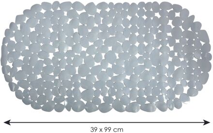 MSV Douche/bad anti-slip mat - badkamer - pvc - grijs - 39 x 99 cm - Badmatjes