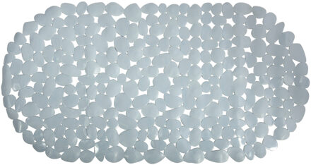 MSV Douche/bad anti-slip mat badkamer - pvc - grijs - 39 x 99 cm - ovaal