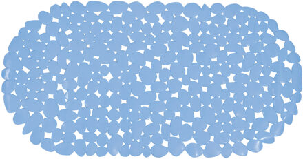 MSV Douche/bad anti-slip mat badkamer - pvc - lichtblauw - 35 x 68 cm - ovaal