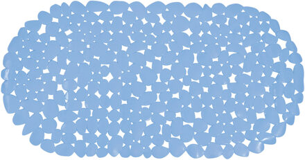 MSV Douche/bad anti-slip mat badkamer - pvc - lichtblauw - 39 x 99 cm - ovaal