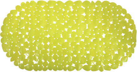 MSV Douche/bad anti-slip mat badkamer - pvc - limegroen - 39 x 99 cm - ovaal