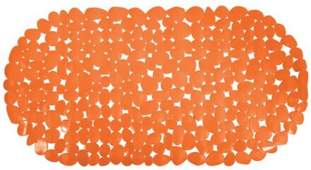 MSV Douche/bad anti-slip mat - badkamer - pvc - oranje - 35 x 68 cm - Badmatjes