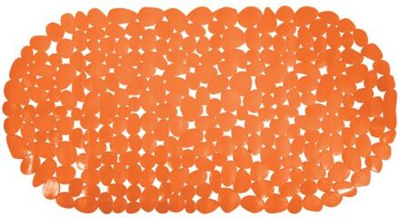 MSV Douche/bad anti-slip mat - badkamer - pvc - oranje - 39 x 99 cm - Badmatjes