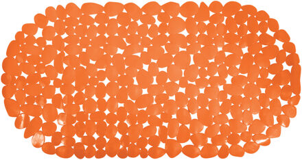MSV Douche/bad anti-slip mat badkamer - pvc - oranje - 39 x 99 cm - ovaal
