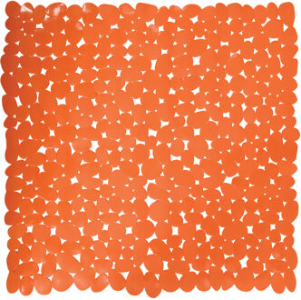 MSV Douche/bad anti-slip mat badkamer - pvc - oranje - 54 x 54 cm - vierkant