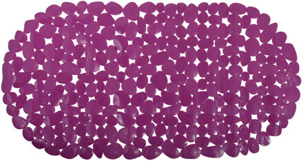 MSV Douche/bad anti-slip mat badkamer - pvc - paars - 39 x 99 cm - ovaal