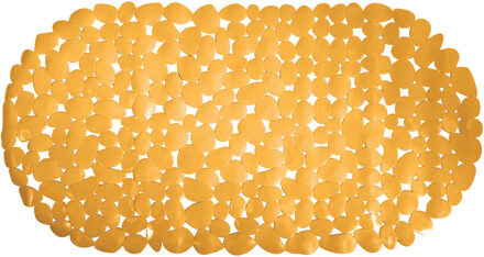 MSV Douche/bad anti-slip mat badkamer - pvc - saffraan geel - 35 x 68 cm - ovaal