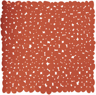 MSV Douche/bad anti-slip mat badkamer - pvc - terracotta - 53 x 53 cm - vierkant