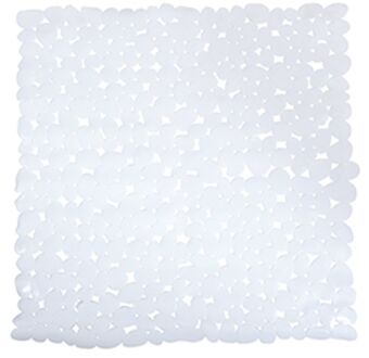 MSV Douche/bad anti-slip mat - badkamer - pvc - wit - 53 x 53 cm - Badmatjes