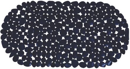 MSV Douche/bad anti-slip mat - badkamer - pvc - zwart - 39 x 99 cm - Badmatjes