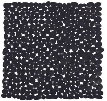 MSV Douche/bad anti-slip mat - badkamer - pvc - zwart - 53 x 53 cm - Badmatjes