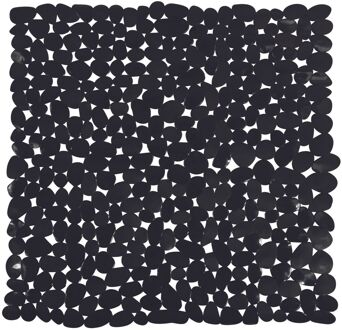 MSV Douche/bad anti-slip mat - badkamer - pvc - zwart - 53 x 53 cm - Badmatjes