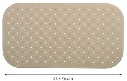MSV Douche/bad anti-slip mat badkamer - rubber - beige - 36 x 76 cm - Badmatjes