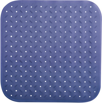 MSV Douche/bad anti-slip mat badkamer - rubber - blauw - 54 x 54 cm - vierkant