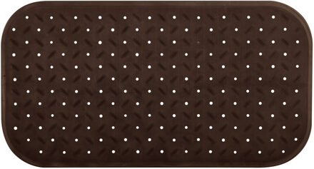 MSV Douche/bad anti-slip mat badkamer - rubber - bruin - 36 x 65 cm - rechthoek