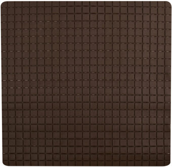 MSV Douche/bad anti-slip mat badkamer - rubber - bruin - 54 x 54 cm - vierkant