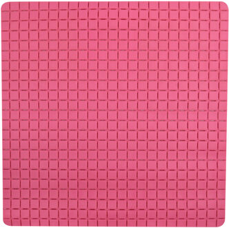 MSV Douche/bad anti-slip mat badkamer - rubber - fuchsia roze - 54 x 54 cm - Badmatjes