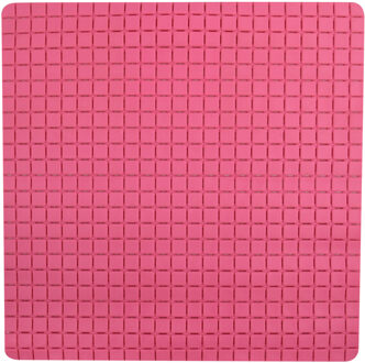 MSV Douche/bad anti-slip mat badkamer - rubber - fuchsia roze - 54 x 54 cm - vierkant