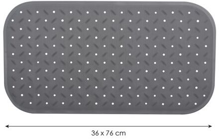 MSV Douche/bad anti-slip mat badkamer - rubber - grijs - 36 x 76 cm - Badmatjes