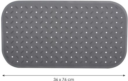 MSV Douche/bad anti-slip mat badkamer - rubber - grijs - 36 x 76 cm - Badmatjes