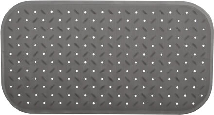 MSV Douche/bad anti-slip mat badkamer - rubber - grijs - 36 x 76 cm - rechthoek