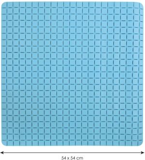 MSV Douche/bad anti-slip mat badkamer - rubber - lichtblauw - 54 x 54 cm - Badmatjes