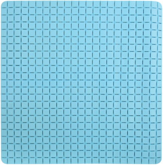 MSV Douche/bad anti-slip mat badkamer - rubber - lichtblauw - 54 x 54 cm - vierkant