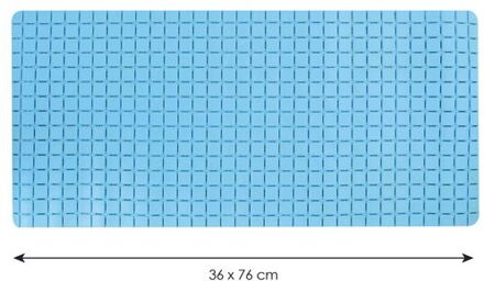 MSV Douche/bad anti-slip mat badkamer - rubber - lichtblauw - 76 x 36 cm - Badmatjes
