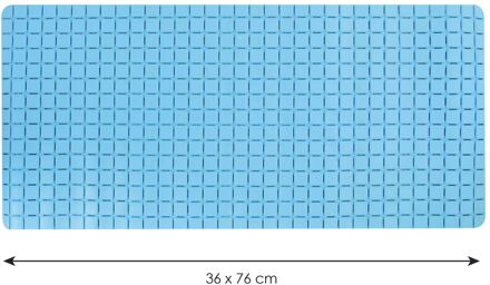 MSV Douche/bad anti-slip mat badkamer - rubber - lichtblauw - 76 x 36 cm - Badmatjes