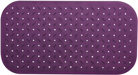MSV Douche/bad anti-slip mat badkamer - rubber - paars - 36 x 76 cm - rechthoek