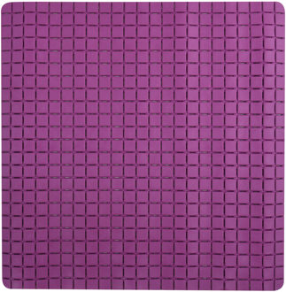 MSV Douche/bad anti-slip mat badkamer - rubber - paars - 54 x 54 cm - vierkant