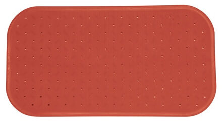 MSV Douche/bad anti-slip mat badkamer - rubber - terracotta - 36 x 65 cm - Badmatjes Bruin