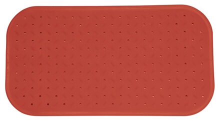 MSV Douche/bad anti-slip mat badkamer - rubber - terracotta - 36 x 76 cm - rechthoek