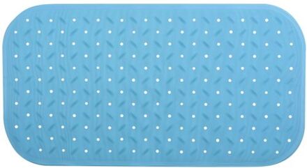MSV Douche/bad anti-slip mat badkamer - rubber - turquoise - 36 x 65 cm - Badmatjes Blauw