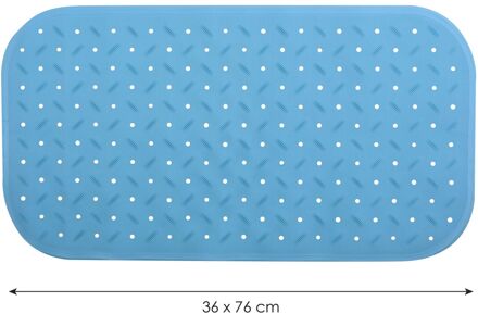 MSV Douche/bad anti-slip mat badkamer - rubber - turquoise - 36 x 76 cm - Badmatjes Blauw