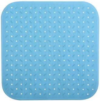 MSV Douche/bad anti-slip mat badkamer - rubber - turquoise - 54 x 54 cm - Badmatjes Blauw