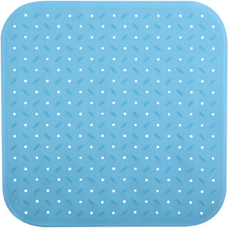 MSV Douche/bad anti-slip mat badkamer - rubber - turquoise - 54 x 54 cm
