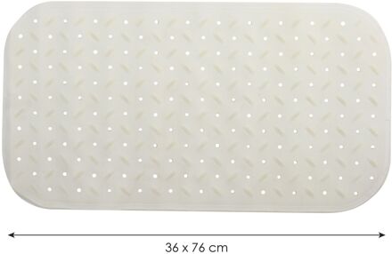MSV Douche/bad anti-slip mat badkamer - rubber - wit - 36 x 76 cm - Badmatjes